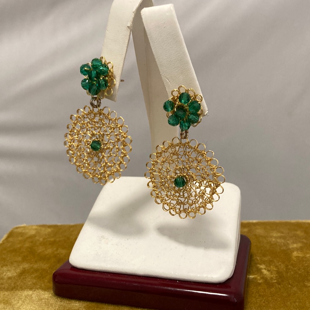 Handmade Gorgeous And Delicate Crochet Gold Earrings